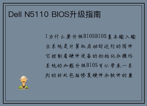 Dell N5110 BIOS升级指南
