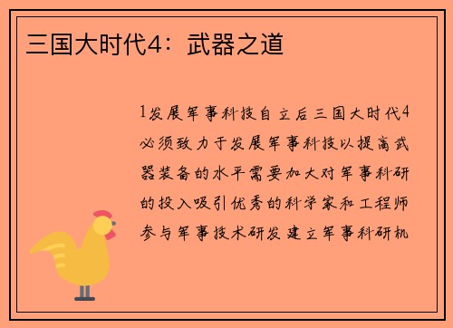 三国大时代4：武器之道
